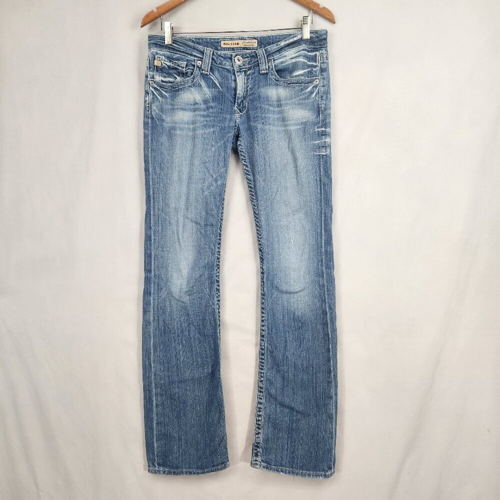 Big Star Sweet Boot Women Jeans 29L Ultra Low Rise Flap Pocket Y2K Western Denim